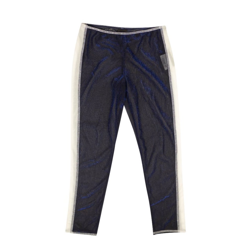 ANNA SUI Blue Sparkly Side Stripe Sheer Leggings Size S $365